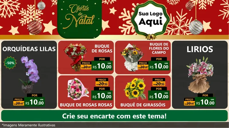 Modelo de TV para TV Horizontal com o tema Natal de Ofertas para Floricultura e jardim