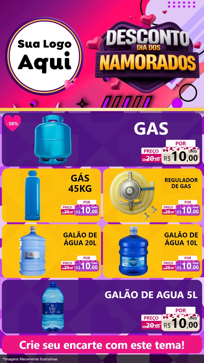 Modelo de TV para TV Vertical com o tema Desconto Dia dos Namorados para Água e gás