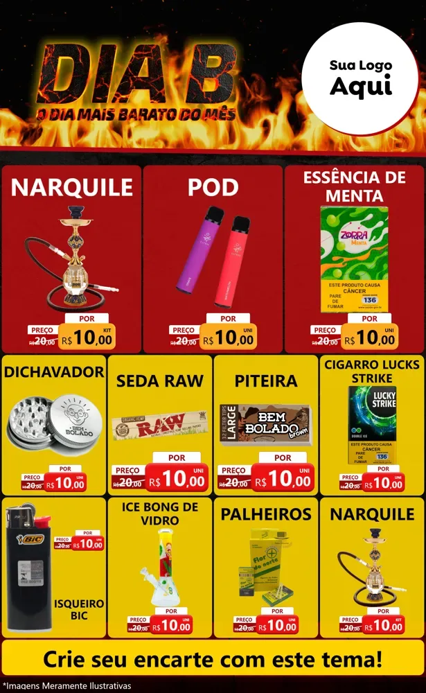 Modelo de Encarte para Encarte Grande com o tema Dia B para Tabacaria