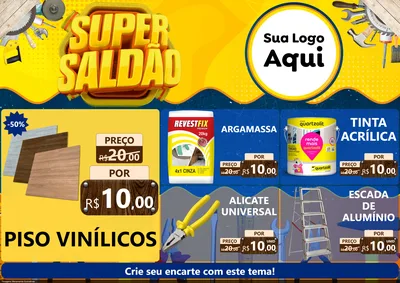 Modelo de Encarte para Encarte A4 Horizontal com o tema Super Saldão para Material para Construção