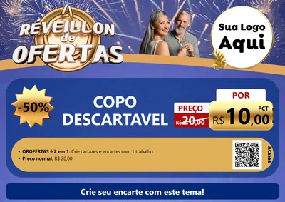 Modelo de Cartaz para Cartaz A4 Horizontal com o tema Réveillon de Ofertas para Embalagens
