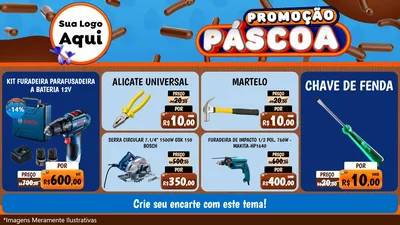 Modelo de TV para TV Horizontal com o tema Promoção Páscoa para Maquinas e Ferramentas