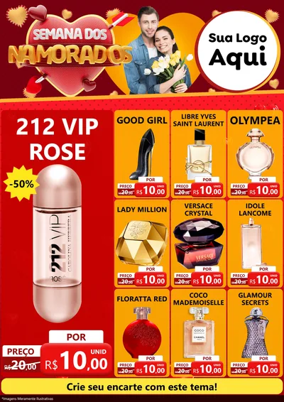 Modelo de Encarte para Encarte A4 Vertical com o tema Semana dos Namorados para Perfumes