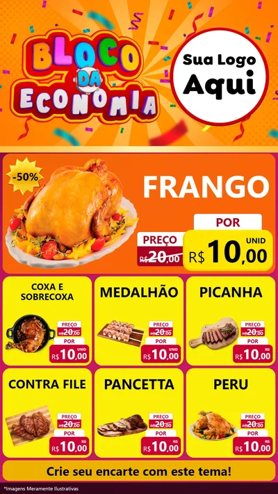 Modelo de Rede Social para Stories com o tema Bloco da Economia para Assados