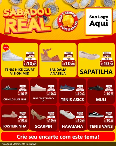 Modelo de Rede Social para Feed Instagram com o tema Sabadou do Real para Calçados