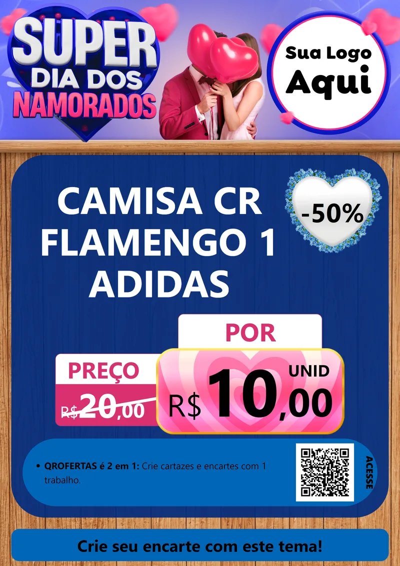 Modelo de Cartaz para Cartaz A4 Vertical com o tema Super Dia dos Namorados para Roupas e acessórios