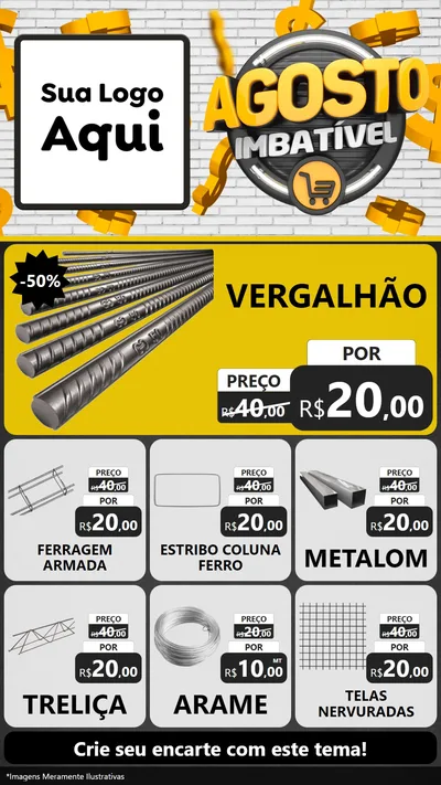 Modelo de Rede Social para Stories com o tema Agosto imbatível para Ferragens
