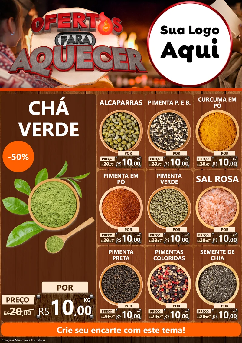 Modelo de Encarte para Encarte A4 Vertical com o tema Ofertas Para Aquecer para Produtos Naturais