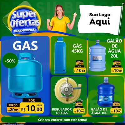 Modelo de Rede Social para Feed Facebook com o tema Super Ofertas de Independência para Água e gás
