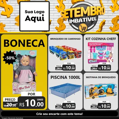 Modelo de Rede Social para Feed Facebook com o tema Setembro Imbatível para Brinquedos
