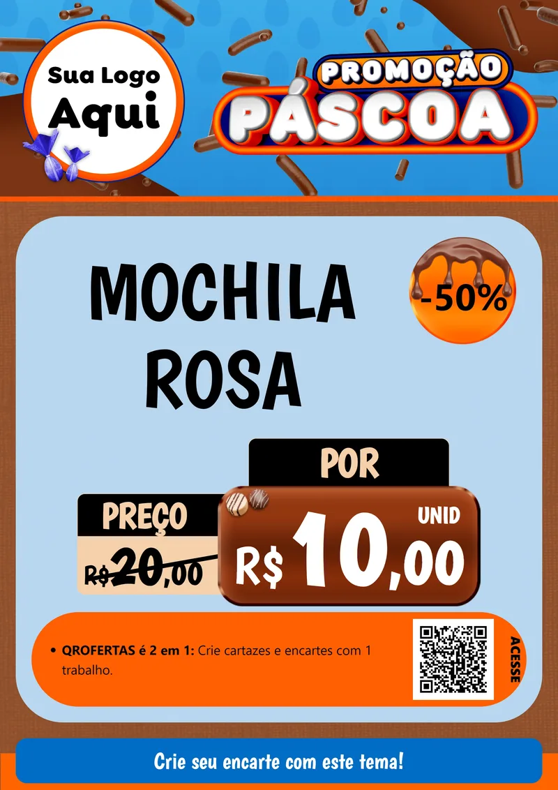 Modelo de Cartaz para Cartaz A4 Vertical com o tema Promoção Páscoa para Papelaria