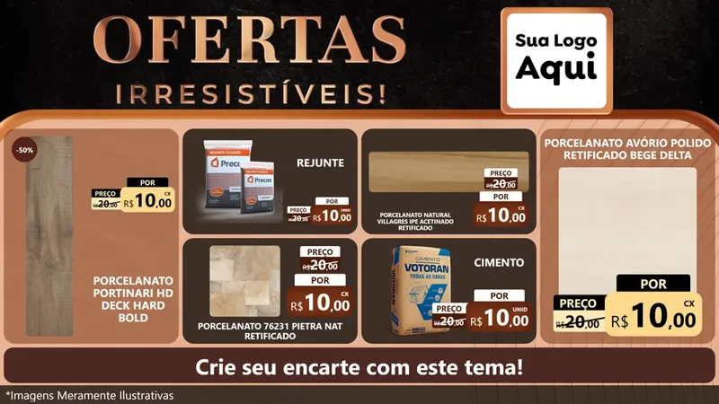 Modelo de TV para TV Horizontal com o tema Ofertas Irresistíveis! para Pisos e revestimentos