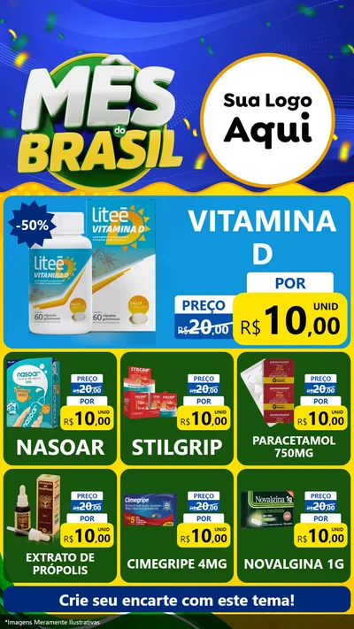 Modelo de Rede Social para Stories com o tema Mês do Brasil para Farmácia