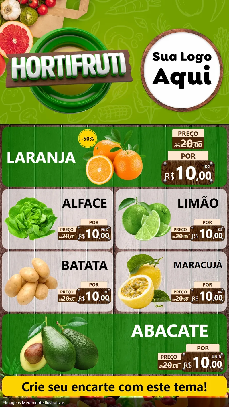 Modelo de TV para TV Vertical com o tema Hortifruti Ofertas para Hortifrúti