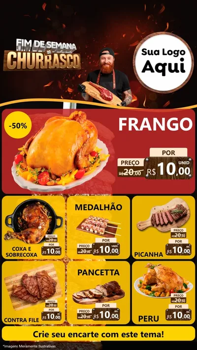 Modelo de Rede Social para Stories com o tema Fim de Semana do Churrasco para Assados