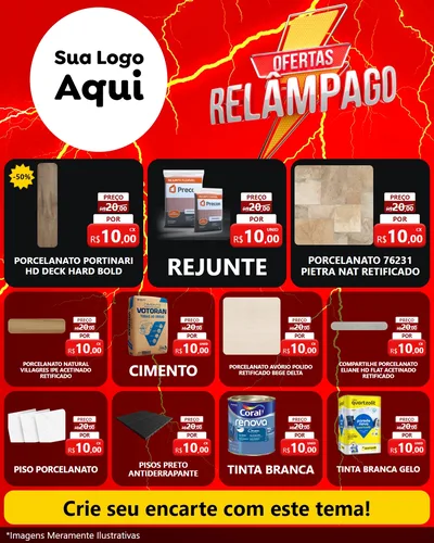 Modelo de Rede Social para Feed Instagram com o tema Ofertas Relâmpago para Pisos e revestimentos