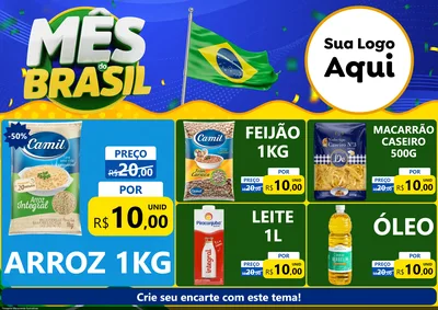Modelo de Encarte para Encarte A4 Horizontal com o tema Mês do Brasil para Supermercado