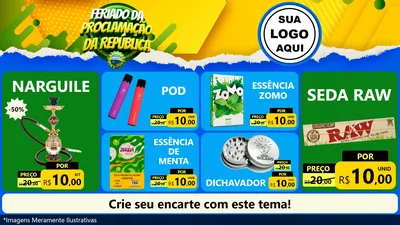 Modelo de TV para TV Horizontal com o tema Feriado da Proclamação da República para Tabacaria