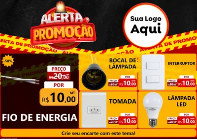 Modelo de Encarte para Encarte A4 Horizontal com o tema Alerta de Promoção para Materiais Elétricos