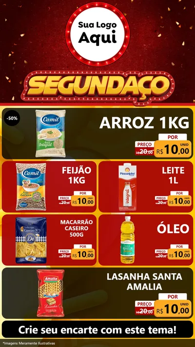Modelo de TV para TV Vertical com o tema Segundaço para Supermercado