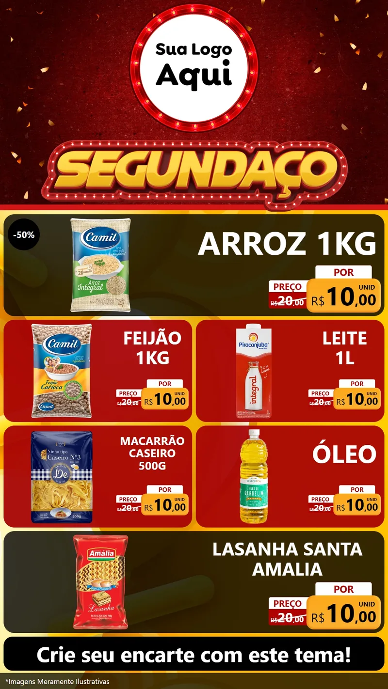 Modelo de TV para TV Vertical com o tema Segundaço para Supermercado