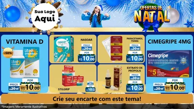 Modelo de TV para TV Horizontal com o tema Ofertas de Natal para Farmácia