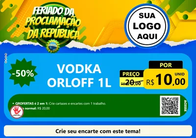 Modelo de Cartaz para Cartaz A4 Horizontal com o tema Feriado da Proclamação da República para Distribuidora de bebidas