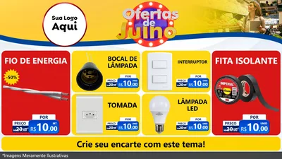 Modelo de TV para TV Horizontal com o tema Ofertas de Julho para Materiais Elétricos