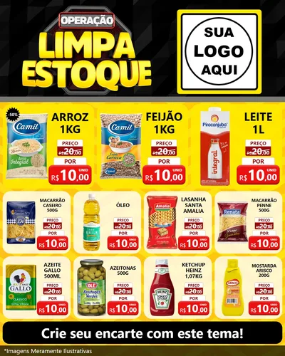 Modelo de Rede Social para Feed Instagram com o tema Operação Limpa Estoque para Supermercado