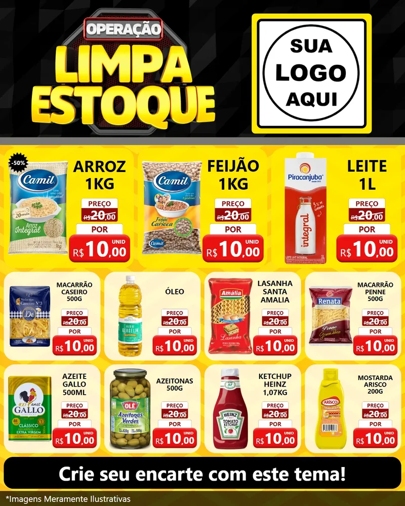 Modelo de Rede Social para Feed Instagram com o tema Operação Limpa Estoque para Supermercado