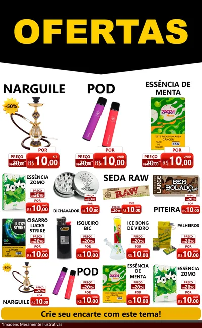 Modelo de Encarte para Encarte Grande com o tema Ofertas Preto e Vermelho Cartaz para Tabacaria