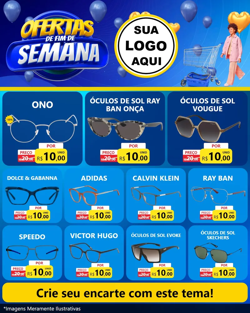 Modelo de Rede Social para Feed Instagram com o tema Ofertas de Fim de Semana para Óticas