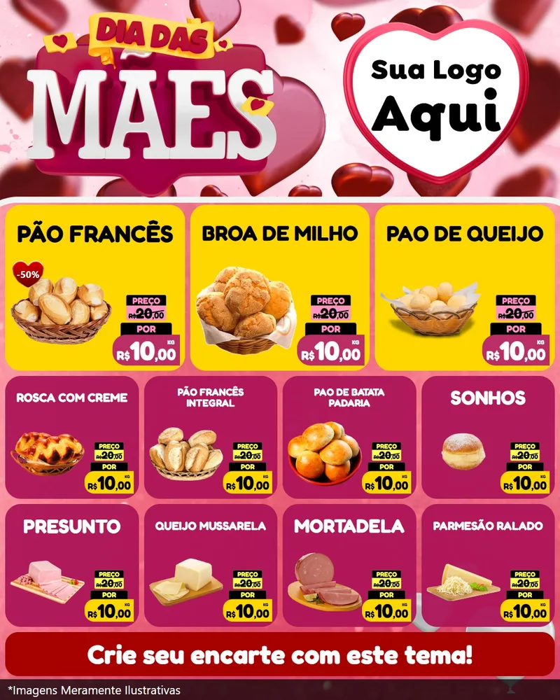 Modelo de Rede Social para Feed Instagram com o tema Dia Das Mães para Padaria