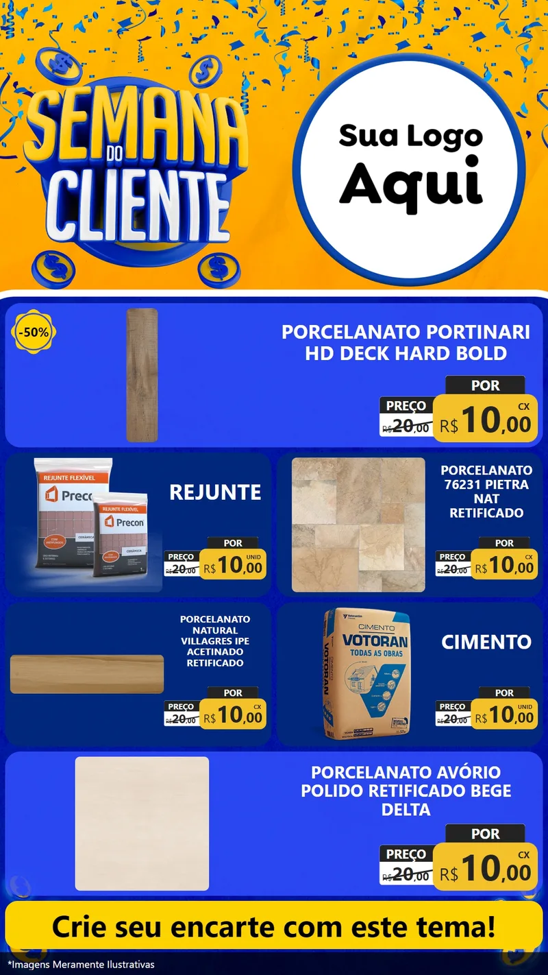 Modelo de TV para TV Vertical com o tema Semana do Cliente para Pisos e revestimentos