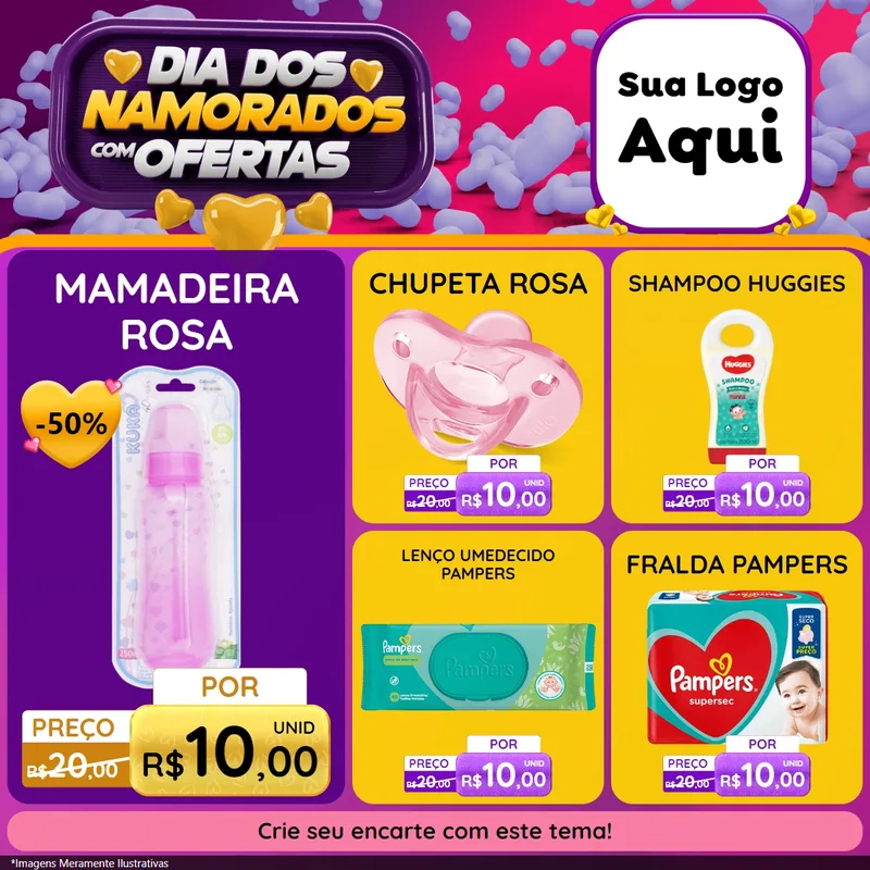 Modelo de Rede Social para Feed Facebook com o tema Dia Dos Namorados Com Ofertas para Bebês
