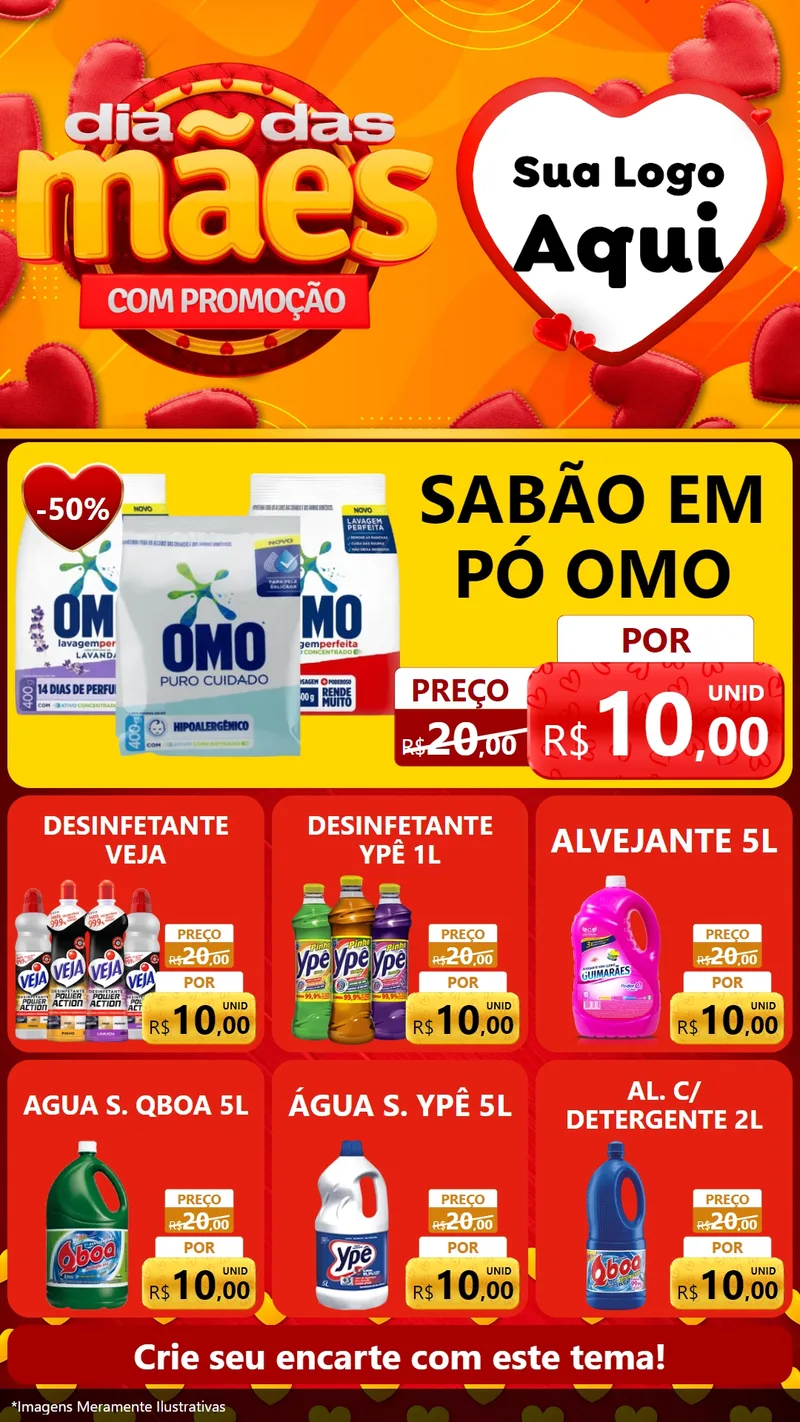 Modelo de Rede Social para Stories com o tema Dia das Mães com Promoção para Produtos de Limpeza