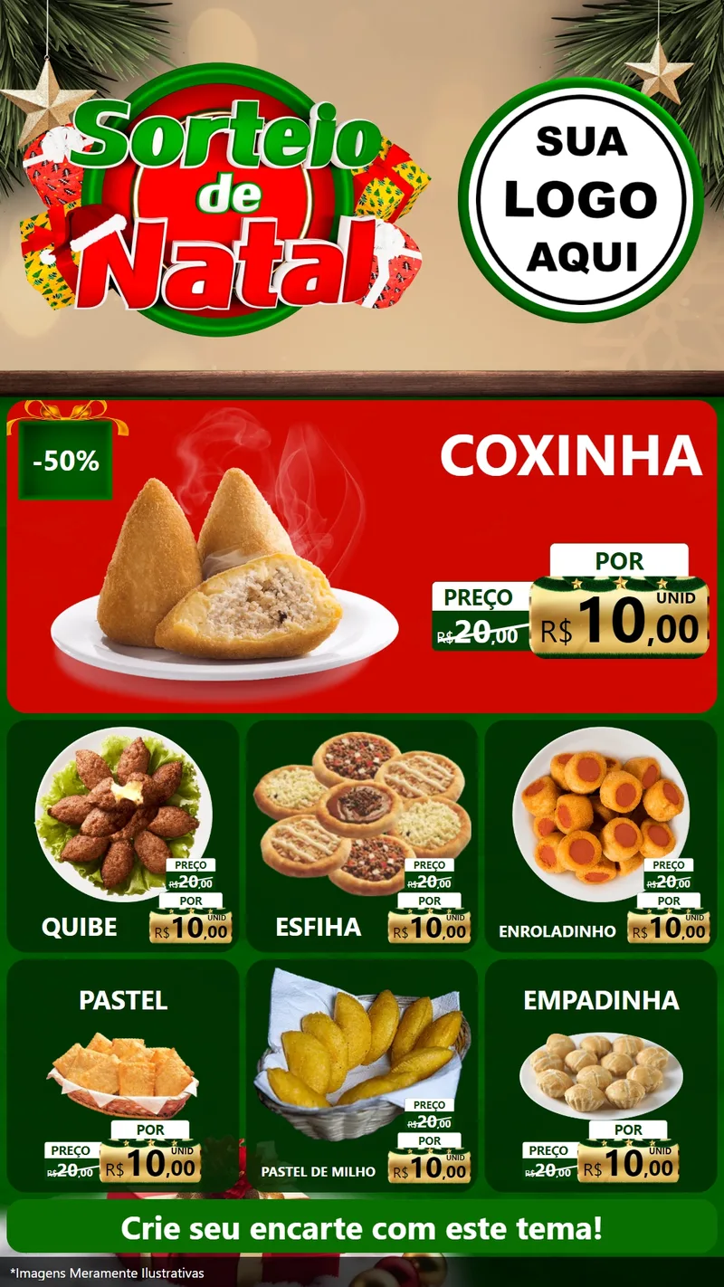 Modelo de Rede Social para Stories com o tema Sorteio de Natal para Salgadaria
