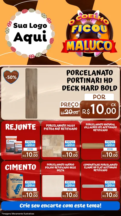 Modelo de Rede Social para Stories com o tema O Coelho Ficou Maluco - Páscoa para Pisos e revestimentos