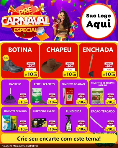 Modelo de Rede Social para Feed Instagram com o tema Pré-Carnaval Especial para Agropecuária