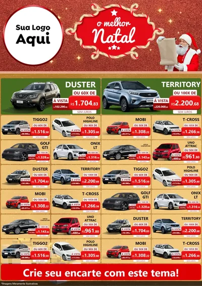 Modelo de Encarte para Encarte A4 Vertical com o tema O Melhor Natal para Concessionaria de Carros