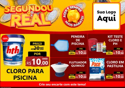 Modelo de Encarte para Encarte A4 Horizontal com o tema Segundou do Real para Produtos para Piscina
