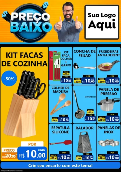 Modelo de Encarte para Encarte A4 Vertical com o tema Preço Baixo para Utilidades Domésticas