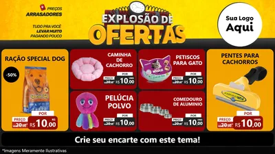 Modelo de TV para TV Horizontal com o tema Explosão de Ofertas para Pet Shop
