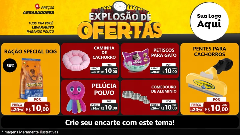 Modelo de TV para TV Horizontal com o tema Explosão de Ofertas para Pet Shop