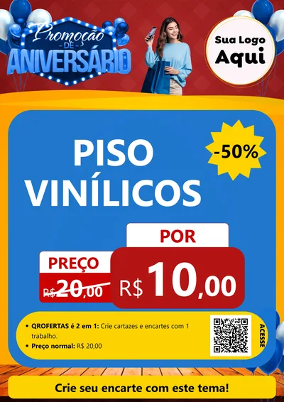 Modelo de Cartaz para Cartaz A4 Vertical com o tema Promoção de Aniversário para Material para Construção