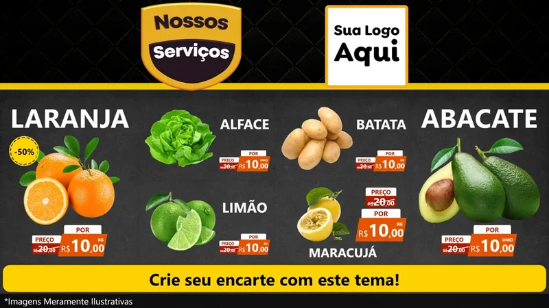 Modelo de TV para TV Horizontal com o tema Nossos Serviços para Hortifrúti