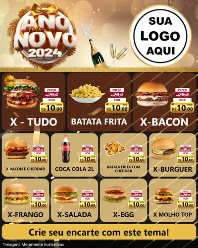 Modelo de Rede Social para Feed Instagram com o tema Feliz Ano Novo 2027 para Hamburgueria
