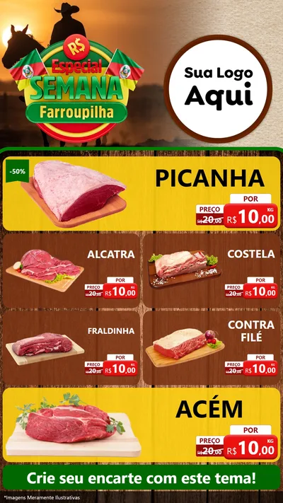 Modelo de TV para TV Vertical com o tema Especial Semana Farroupilha para Açougue
