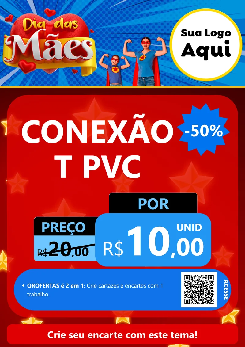 Modelo de Cartaz para Cartaz A4 Vertical com o tema Dia das Mães para Tubos e conexões
