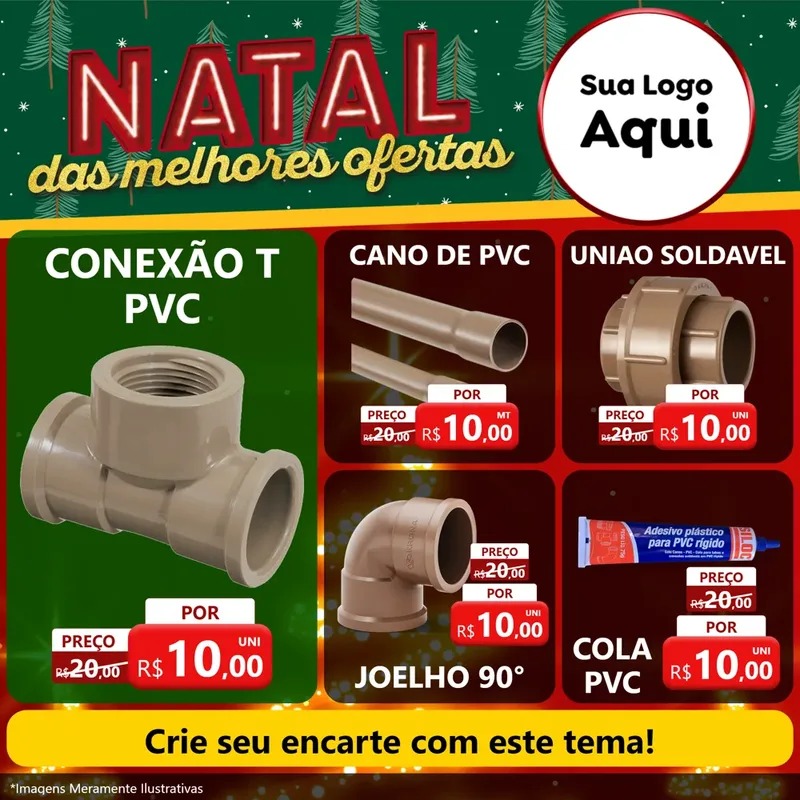 Modelo de Rede Social para Feed Facebook com o tema Natal das Melhores Ofertas para Tubos e conexões